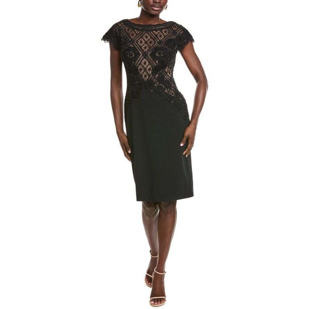 Tadashi Shoji Womens  Madigan Embroidered Bodice Cocktail Dress, Black